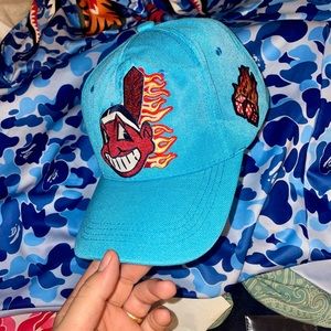 Cleveland Indian‘s Chief Wahoo Hat Flames CUSTOM